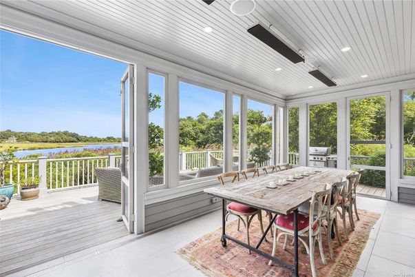 Dining room, Interior, Recessed Lighting, Sun Room, Water