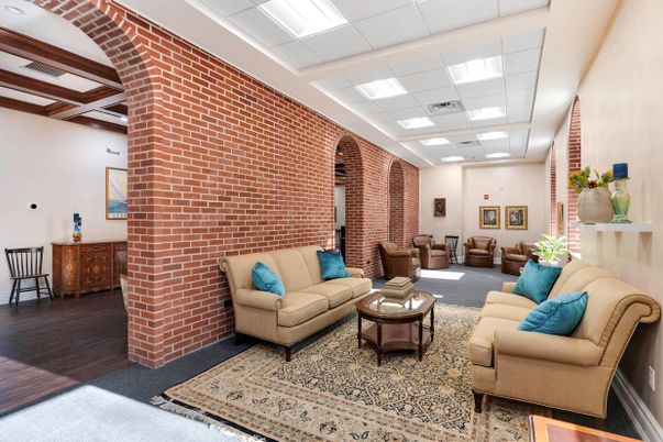 Interior, Living room, Recessed Lighting, Stone Walls, Wood Texture Flooring