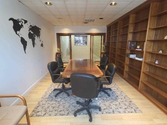 Home Office, Interior, Recessed Lighting, Wood Texture Flooring