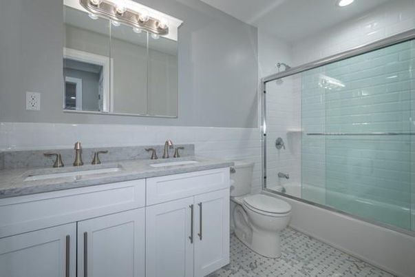 Bathroom, Dual Sink Vanities, Glass Shower, Interior, Recessed Lighting