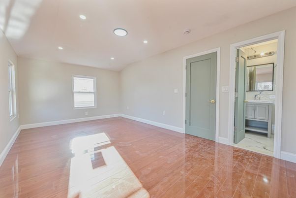Bathroom, Empty room, Interior, Marble, Recessed Lighting, Wood Texture Flooring
