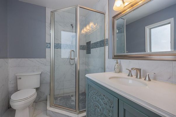 Bathroom, Glass Shower, Interior, Marble, Marble Walls