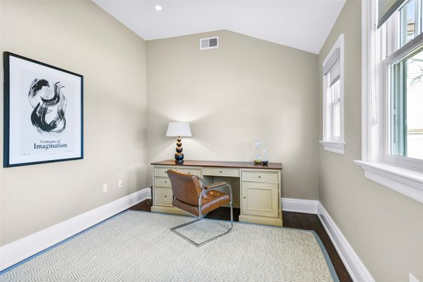 Home Office, Interior, Recessed Lighting, Wood Texture Flooring