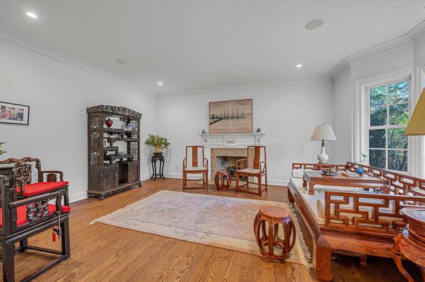 Fireplace, Interior, Recessed Lighting, Wood Texture Flooring