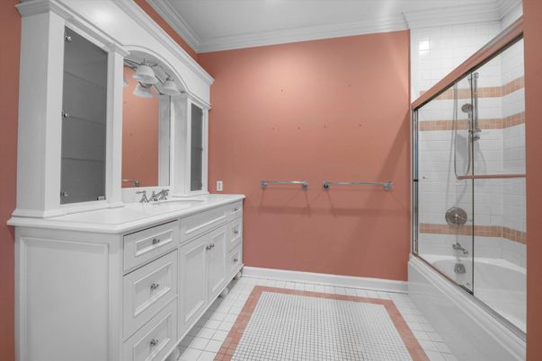 Bathroom, Dual Sink Vanities, Glass Shower, Interior, Recessed Lighting