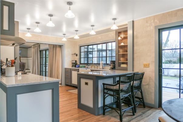 Interior, Kitchen, Pendant Lights, Wood Texture Flooring