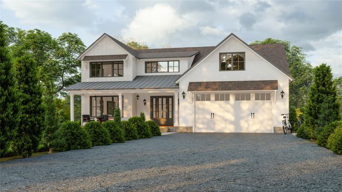Attached, Exterior, Facade, Farmhouse
