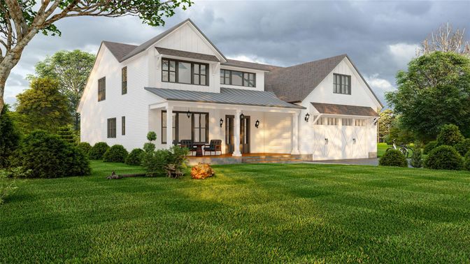 Attached, Exterior, Facade, Farmhouse