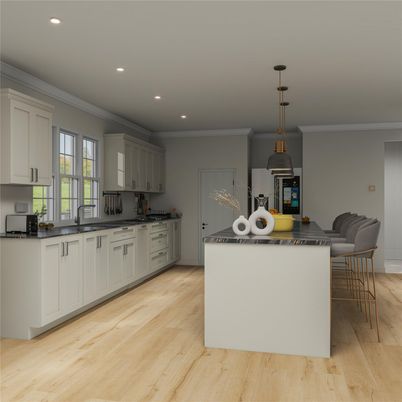 Interior, Kitchen, Pendant Lights, Recessed Lighting, Wood Texture Flooring