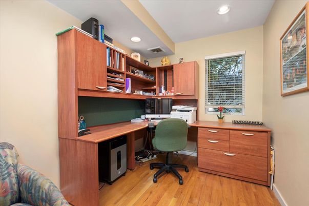 Home Office, Interior, Recessed Lighting, Wood Texture Flooring