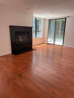 Empty room, Fireplace, Interior, Recessed Lighting, Wood Texture Flooring
