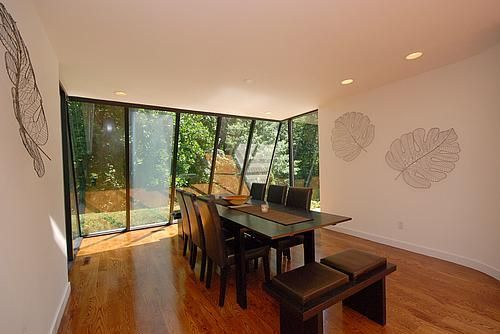 Dining room, Interior, Recessed Lighting, Wood Texture Flooring