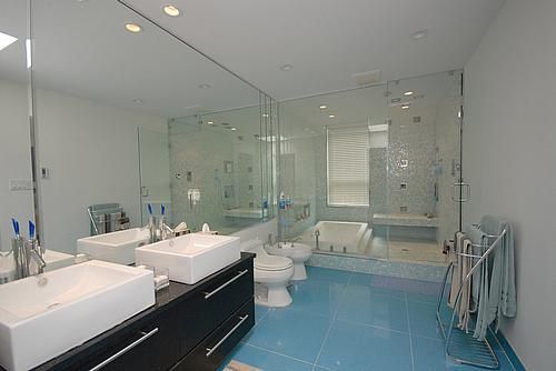 Bathroom, Dual Sink Vanities, Glass Shower, Interior, Recessed Lighting