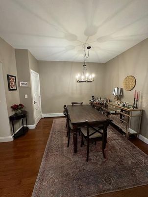 Chandelier, Dining room, Interior, Wood Texture Flooring