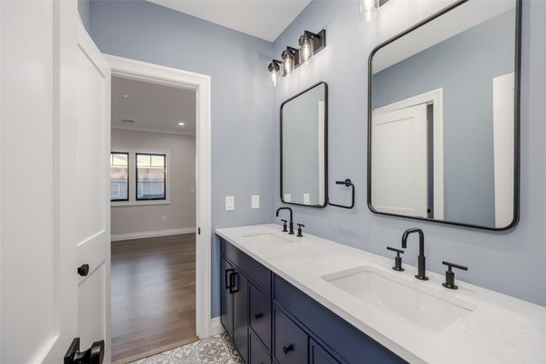 Bathroom, Dual Sink Vanities, Interior, Wood Texture Flooring