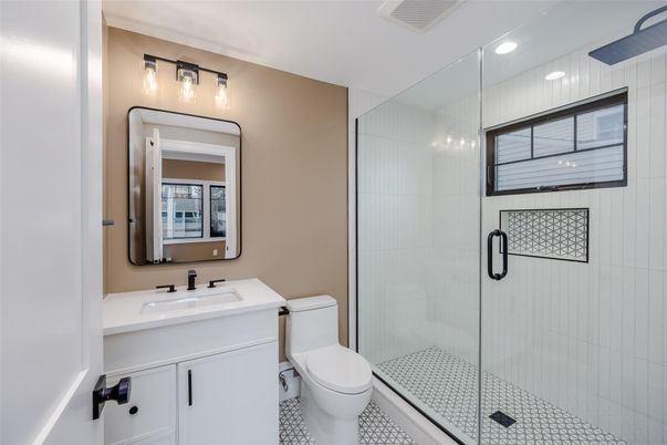 Bathroom, Glass Shower, Interior, Recessed Lighting