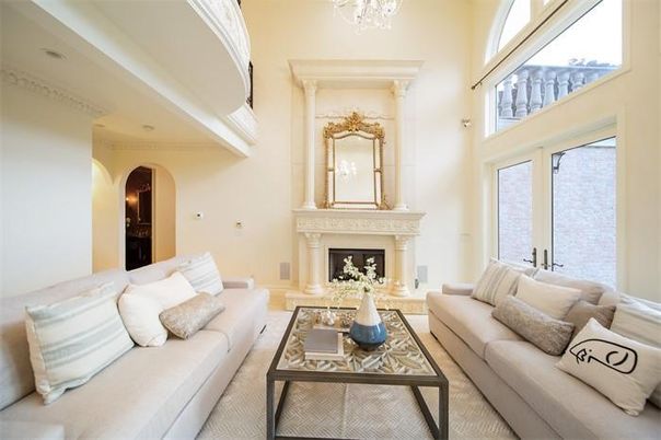 Chandelier, Fireplace, Interior, Living room, Recessed Lighting