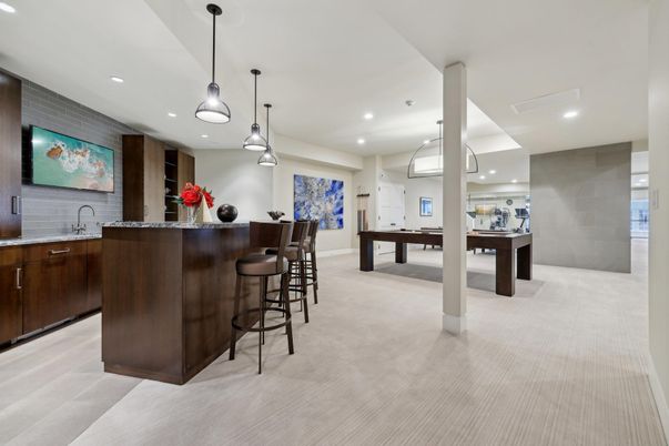 Billiard Table, Game Room, Interior, Pendant Lights, Recessed Lighting