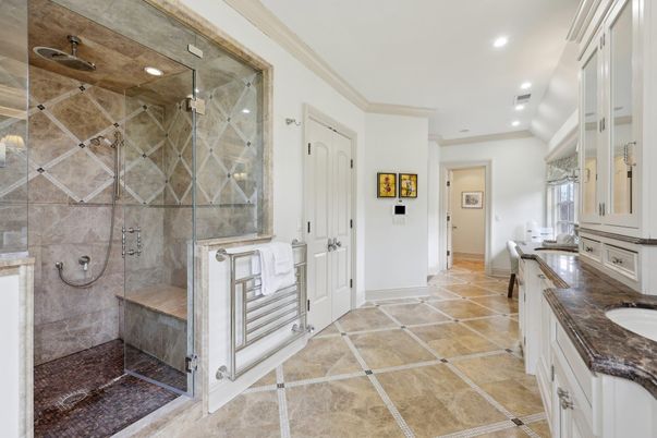 Bathroom, Glass Shower, Interior, Recessed Lighting