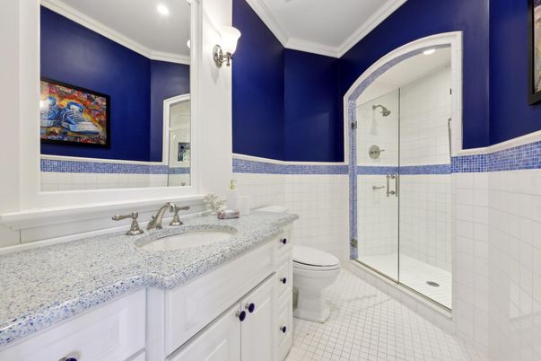 Bathroom, Glass Shower, Interior, Recessed Lighting