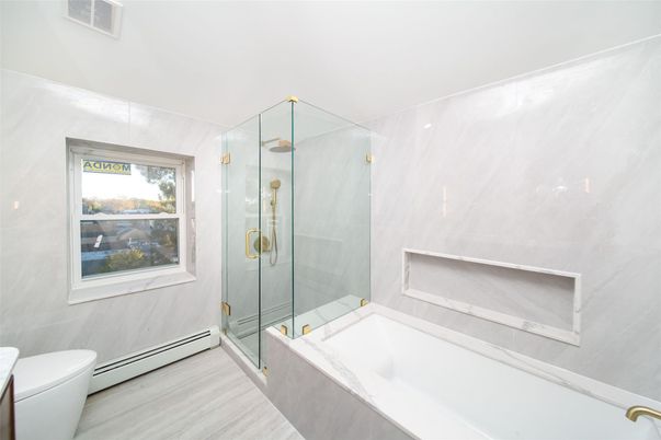 Bathroom, Glass Shower, Interior, Marble Walls