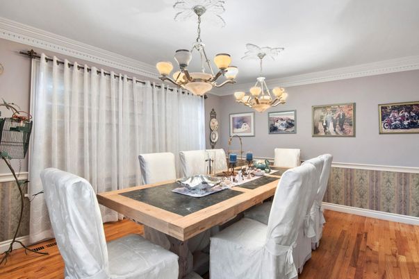 Chandelier, Dining room, Interior, Wood Texture Flooring