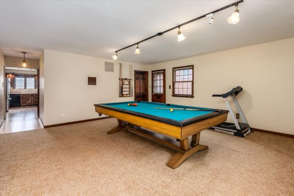 Billiard Table, Fitness Equipment, Game Room, Interior, Pendant Lights