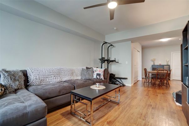 Dining room, Interior, Living room, Recessed Lighting, Wood Texture Flooring