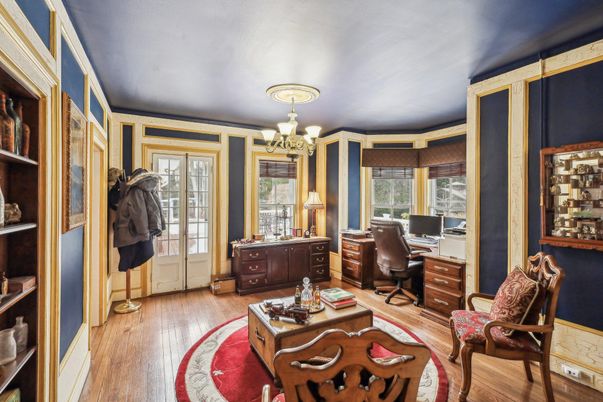 Chandelier, Home Office, Interior, Wood Texture Flooring