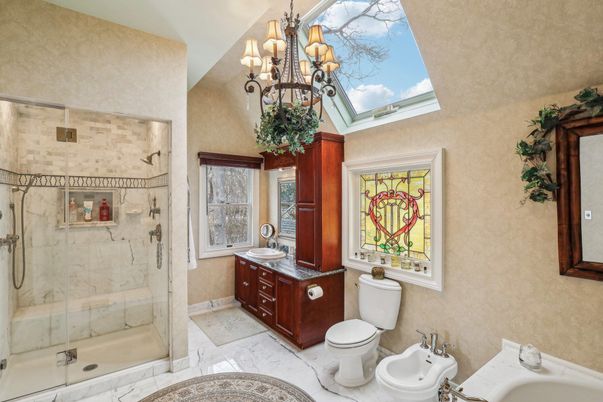 Bathroom, Dual Sink Vanities, Glass Shower, Interior, Marble