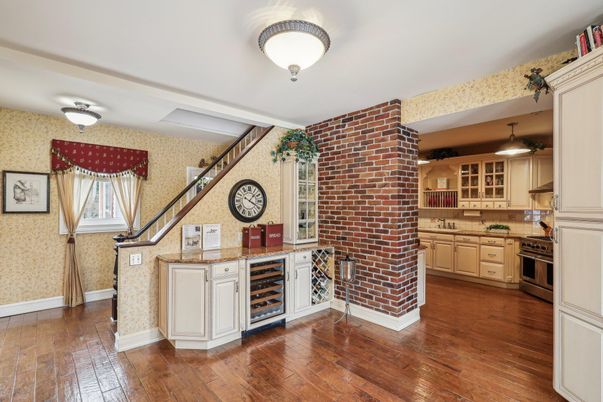 Interior, Kitchen, Stone Walls, Wood Texture Flooring