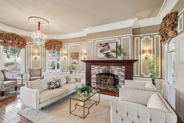 Chandelier, Fireplace, Interior, Living room, Wood Texture Flooring