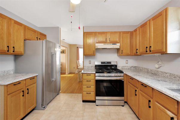 Interior, Kitchen, Stainless Steel Appliances, Wood Texture Flooring