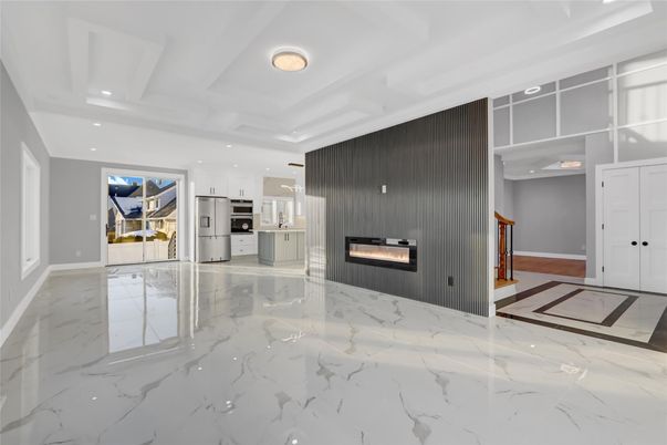 Interior, Kitchen, Marble, Recessed Lighting, Stainless Steel Appliances