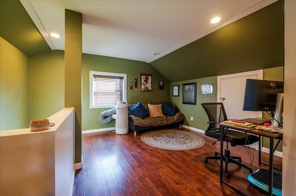 Home Office, Interior, Recessed Lighting, Wood Texture Flooring