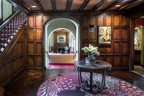 Fireplace, Interior, Recessed Lighting, Wooden Beams, Wood Texture Flooring, Wooden Walls
