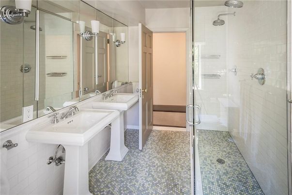 Bathroom, Glass Shower, Interior, Pendant Lights