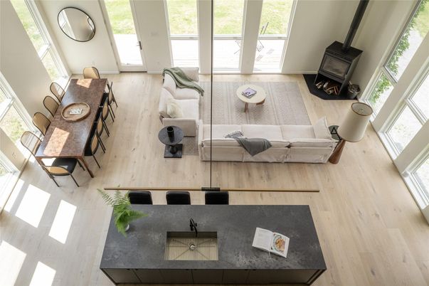 Dining room, Fireplace, Interior, Living room, Wood Texture Flooring