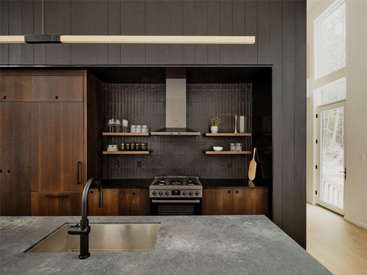 Interior, Kitchen, Stainless Steel Appliances, Wood Texture Flooring