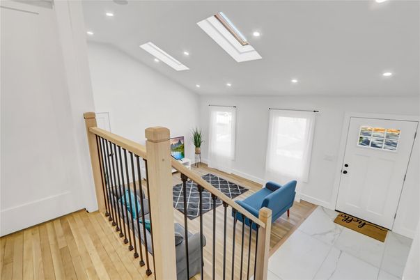 Interior, Marble, Recessed Lighting, Wood Texture Flooring