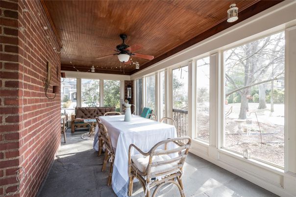 Dining room, Interior, Stone Walls, Sun Room, Wooden Ceilings