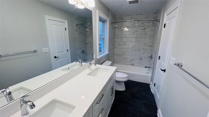 Bathroom, Dual Sink Vanities, Interior, Marble Walls