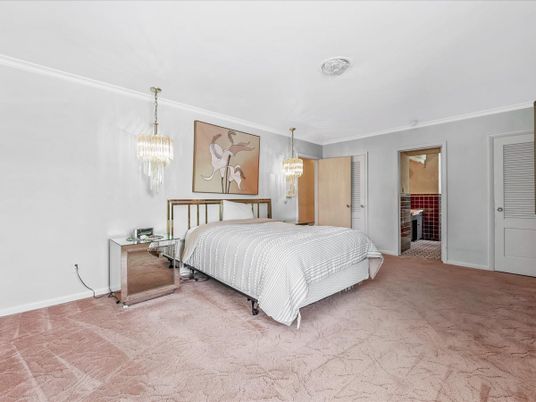 Bedroom, Chandelier, Interior