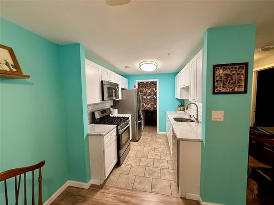 Interior, Kitchen, Stainless Steel Appliances, Wood Texture Flooring
