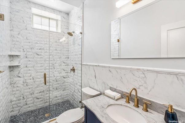 Bathroom, Glass Shower, Interior, Marble Walls