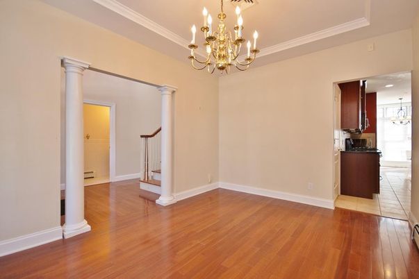 Chandelier, Empty room, Interior, Wood Texture Flooring