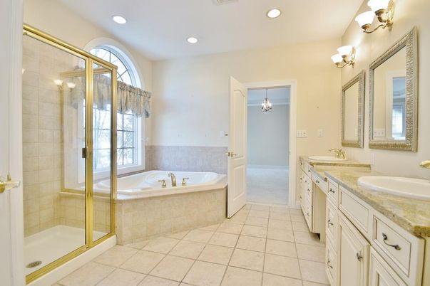 Bathroom, Dual Sink Vanities, Glass Shower, Interior, Recessed Lighting