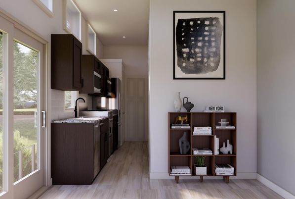 Interior, Kitchen, Recessed Lighting, Wood Texture Flooring