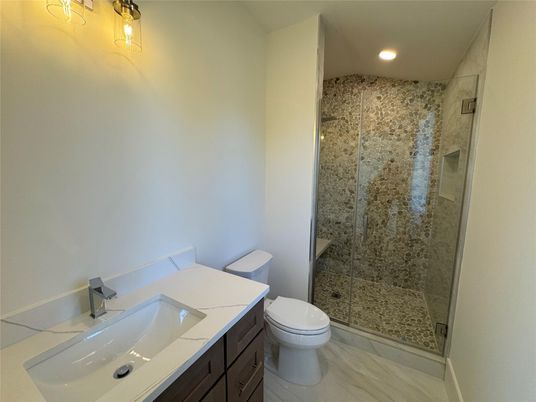 Bathroom, Glass Shower, Interior, Recessed Lighting