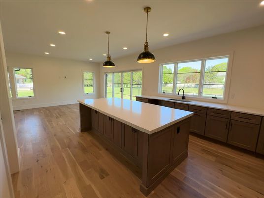 Interior, Kitchen, Pendant Lights, Recessed Lighting, Wood Texture Flooring